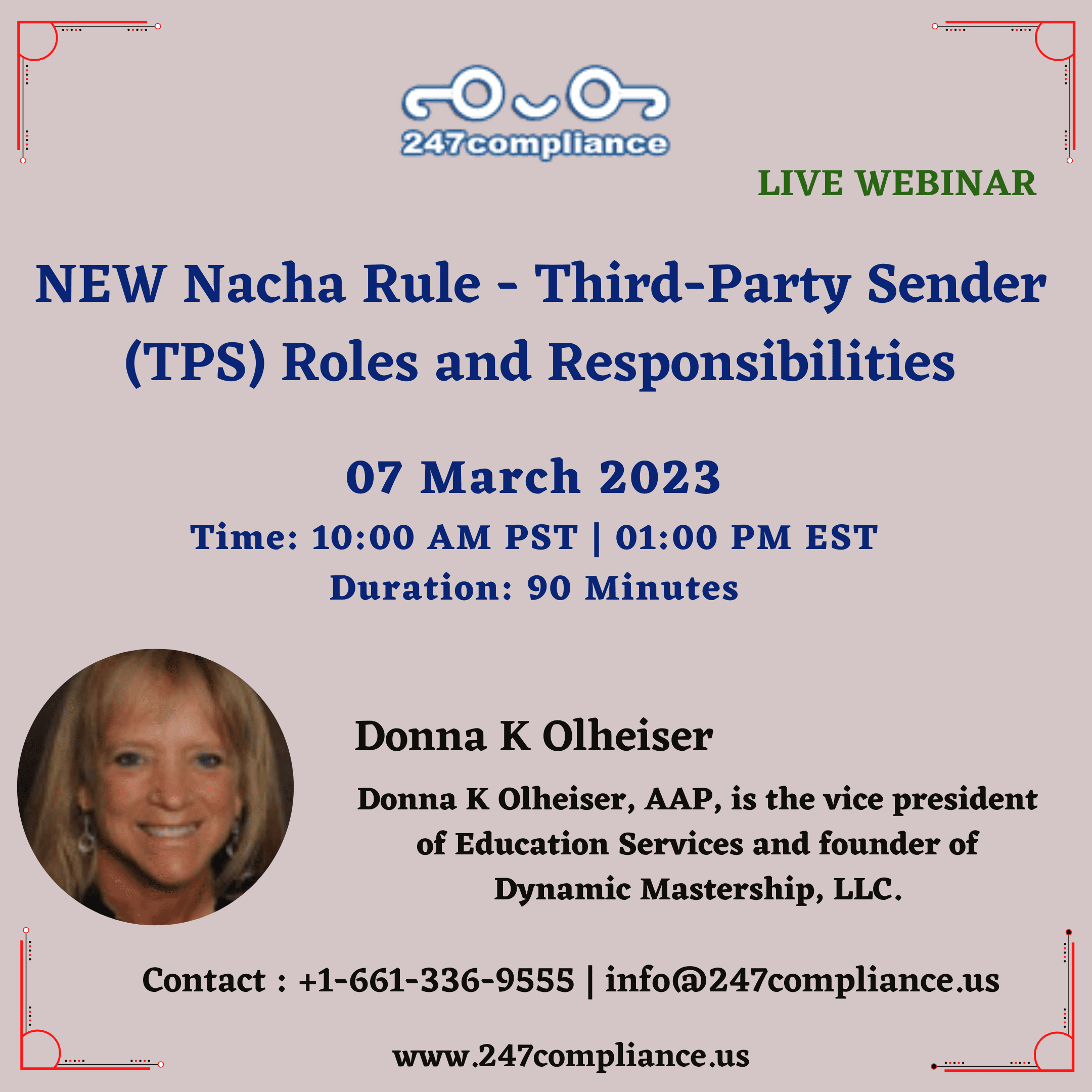 NEW Nacha Rule ThirdParty Sender (TPS) Roles and Responsibilities