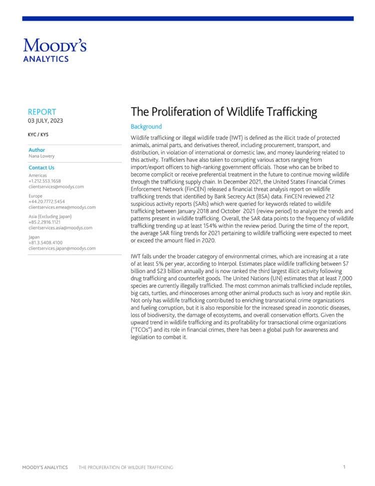 Wildlife Trafficking & Financial Crime | Corporate Compliance Insights